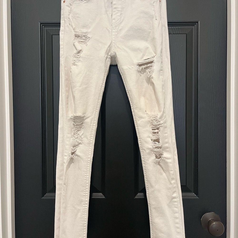 White Skinny Distressed Jeans